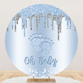 Lofaris Glitter Blue And Silver On Baby Feet Circle Backdrop